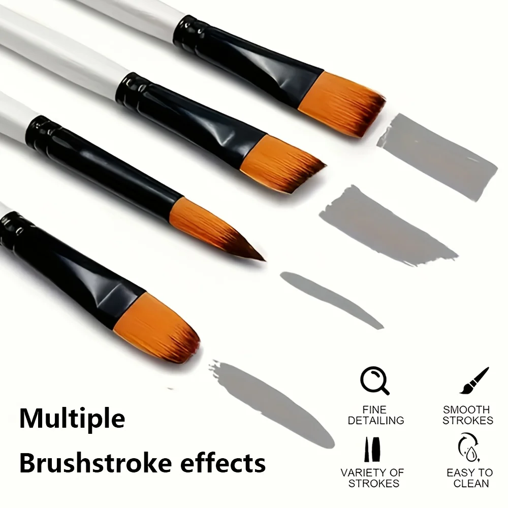 12/48pcs Professional Artist Paint Brush Set Include Round Filbert Flat Angle Fine Detail Brushes Premium Nylon Brush for Paint