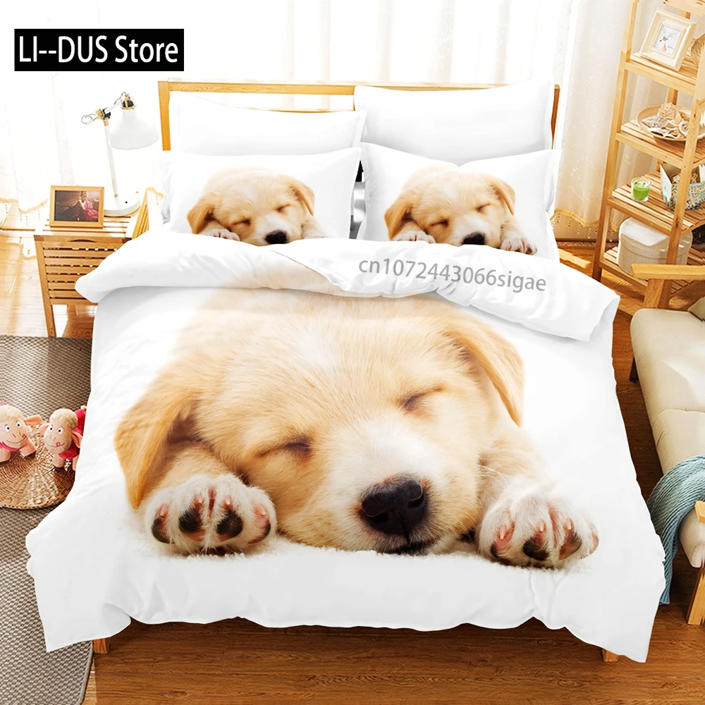Cute dog Bedding Set Single Twin Full Queen King Size Pet dog Bed Set Aldult Kid Bedroom Duvetcover Sets 3D Print 030