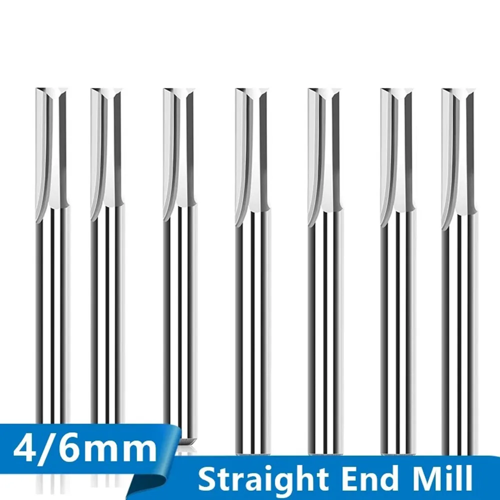 Router Bit Two Flute Straight Wood CNC Engraving Cutter Carbide End Mill 4mm 6mm Center Double-edged Design Cutting Edge Adopts