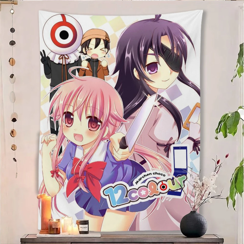 Mirai Nikki Future Diary  Yukiteru Anime Tapestry Characters Print Wall Hanging Background Cloth Bedroom Dorm Deco