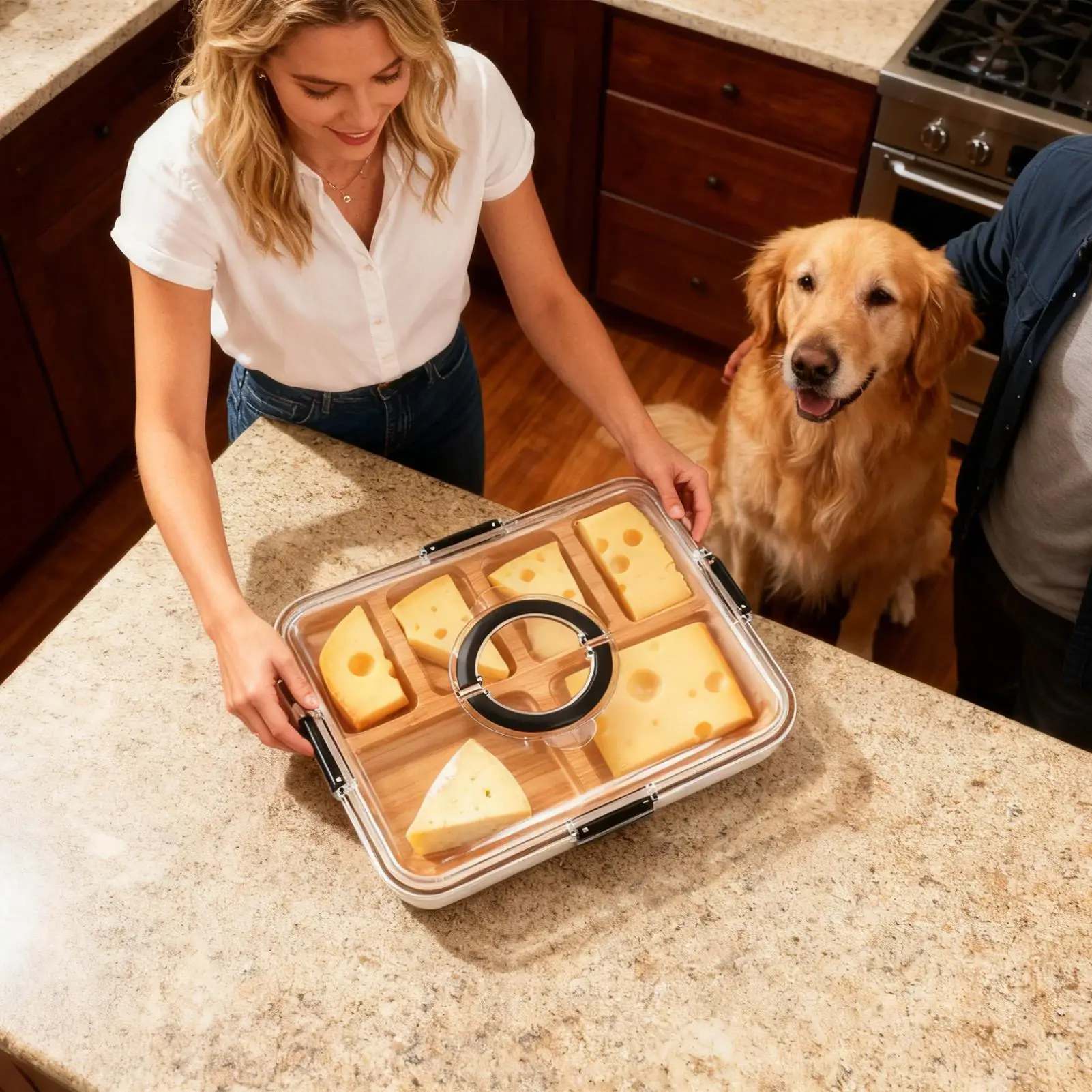 صينية تقديم 6-مقصورة منظم المحمولة Charcuterie صينية الوجبات الخفيفة للفواكه الحلوى الجبن وجبة الخضار حفلة نزهة المنزل #3
