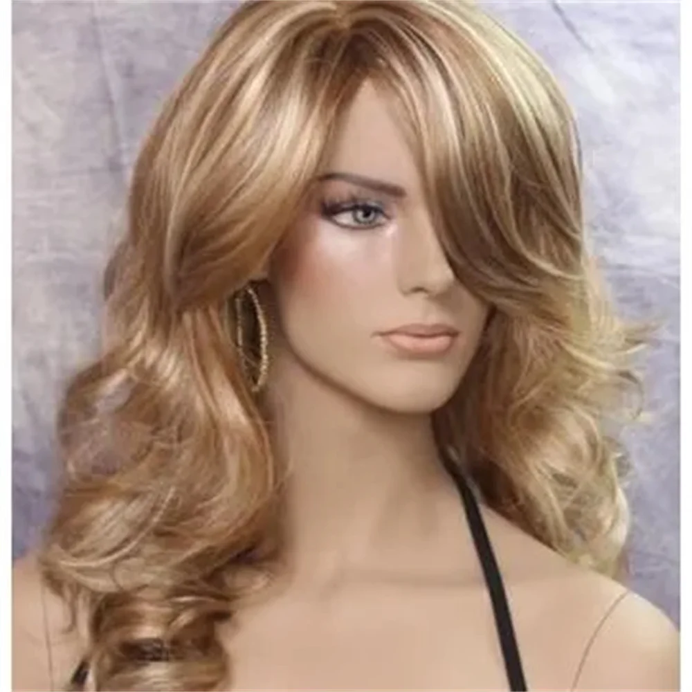 Beautiful Wavy Curly Layered Wig Strawberry and pale Blonde mix JSBD 27-613