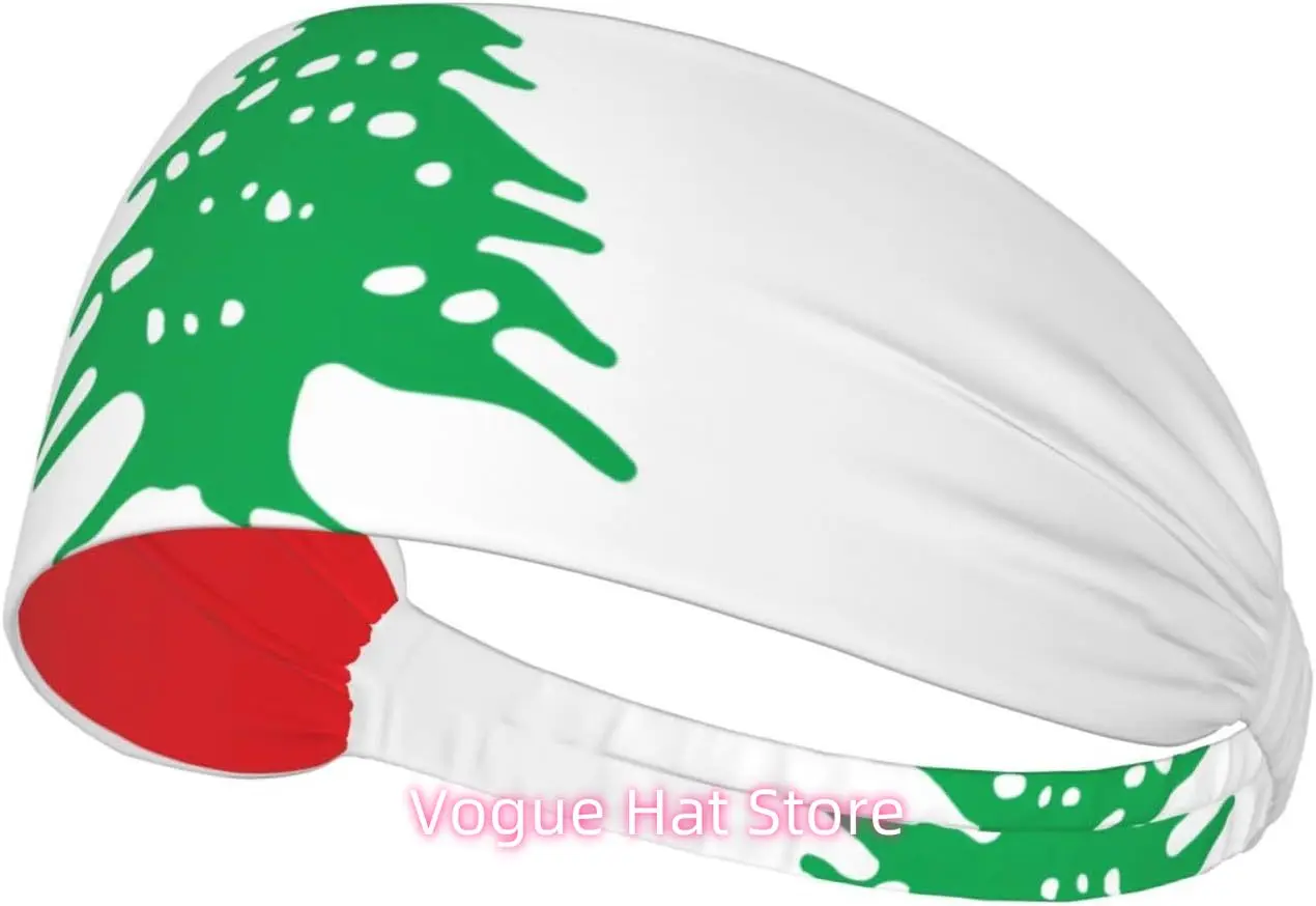

Flag of Lebanon Elastic Exercise Headband, Fitness Exercise Yoga Cycling Headband, Outdoor Sports Elastic Sweat-Absorbing Headba