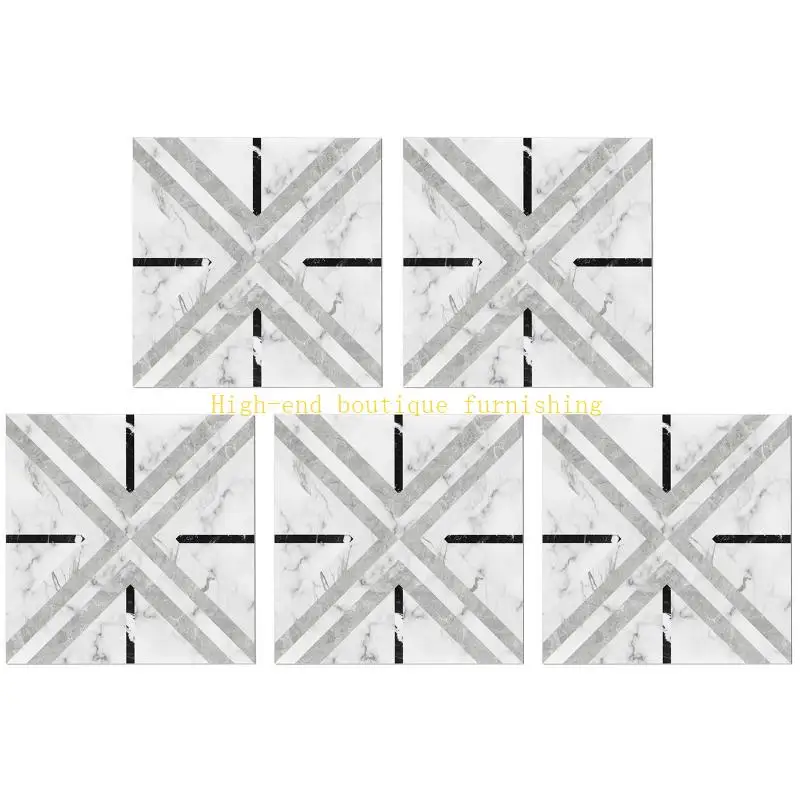 L9NB 5/10pcs/set Marble Tiles Floor Wall Stickers Kitchen Bathroom Non-slip Stain Resistant Ground Art Wall Decals