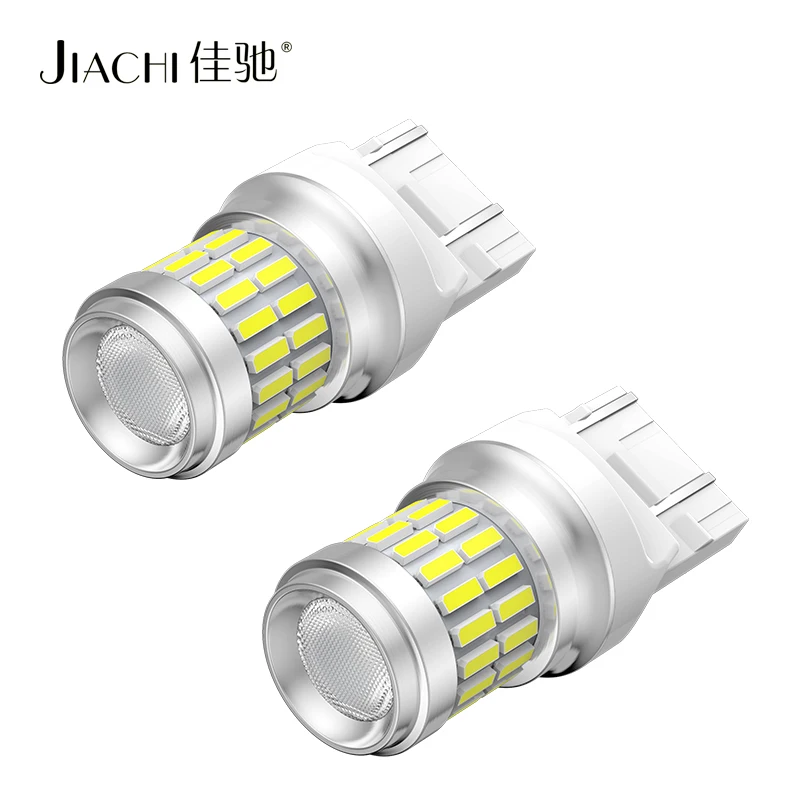 jiachi 2PCS New Style W21W W21/5W 7443 Led Car Bulb 4014+3030Chip Lens 1156 3157 1157 Stop Parking Reversing Lamp Auto Light 12V