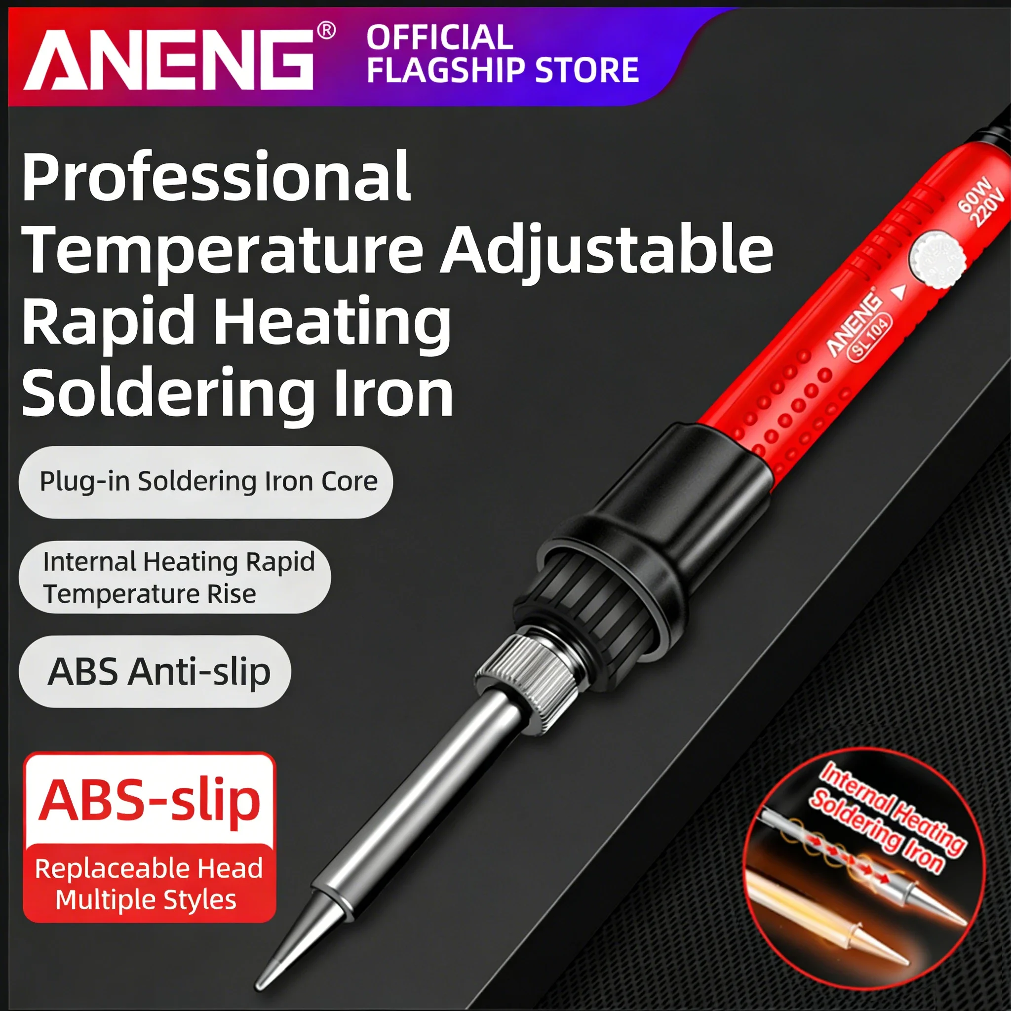ANENG Electric Soldering Iron Portable 60W Adjustable Temperature 200℃-450℃ EU Plug 220V Welding Tool for DIY Electronic Repair