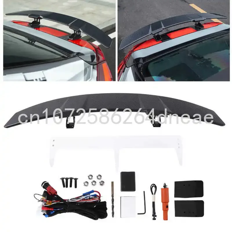 Rear Trunk Spoiler Wing Carbon Fiber Style Automatic Lifting Tail Decoration Universal for Sedan Car Modification
