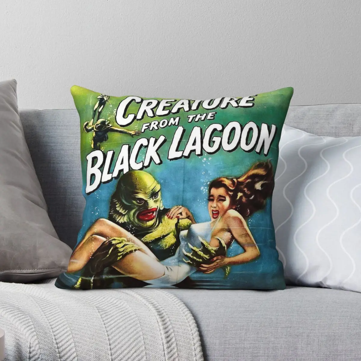 Creature From The Black Lagoon Square Pillowcase Polyester Linen Velvet Printed Decor Throw Pillow Case Room Cushion Cover 45x45