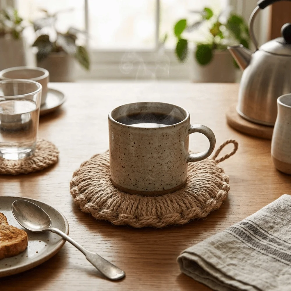 Not Easy Fray Rope Coaster Handmade Thickened Cup Pad Firmly Knitted Without Loose Threads Drink Coaster Hot Mug