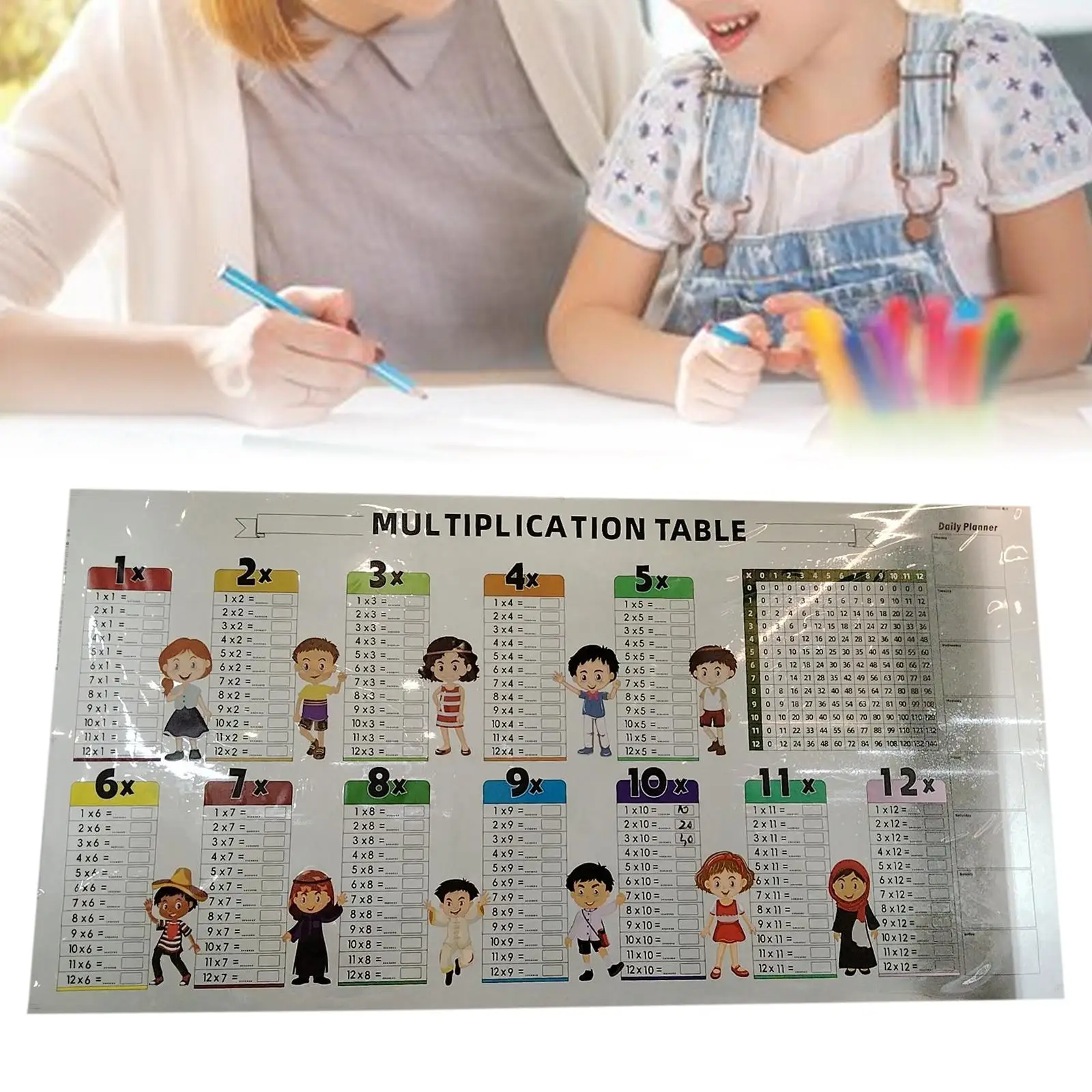 Write Erase Multiplication Table Practice Board PVC Reusable Learning Chart for Children Home School