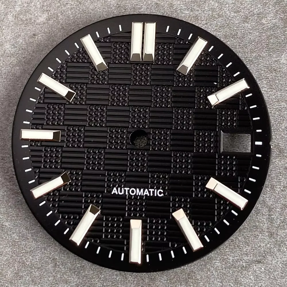 New 28.5mm Black White Sky Blue Mod Watch Dial for Ingenieur Style Luminous Index for NH35 NH36 ETA 2824 MIYOTA 8215 Watch Parts