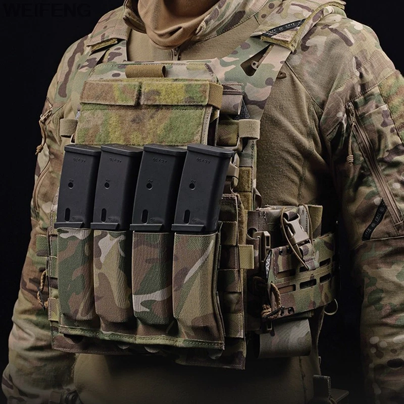 MP5 MP7 Submachine Magazine Elastic Bag Mag Holder Quick Release Open Top Mag Pouch Molle Waist Vest Plate Carrier Accessories