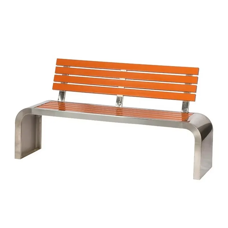 Modern Design Stainless Steel Patio Bench for Entry Street Hotels Parks Gyms Gardens Malls Outdoors Supermarkets