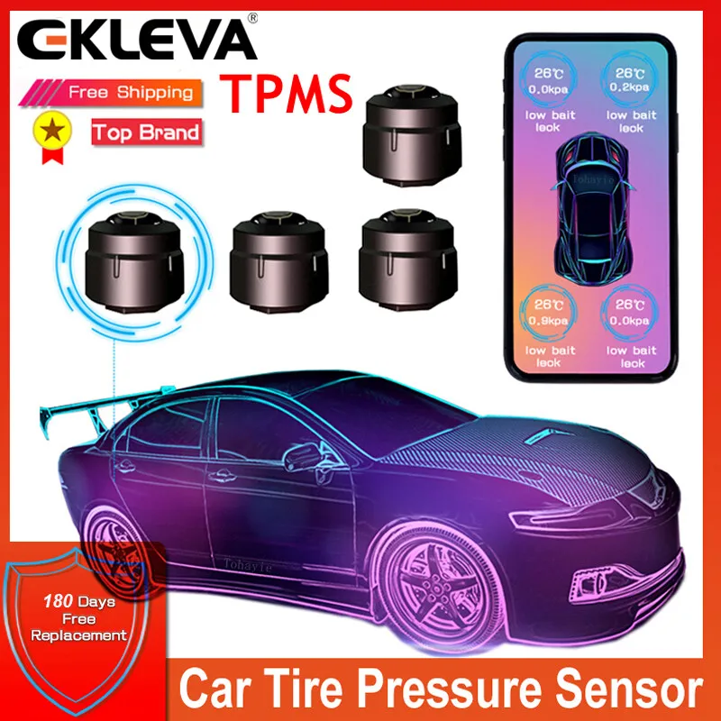 

EKLEVA Android iOS BLE TPMS Universal Car Tire Pressure Sensor Waterproof External Alarm Tire Pressure Sensors Bluetooth 4.0 5.0