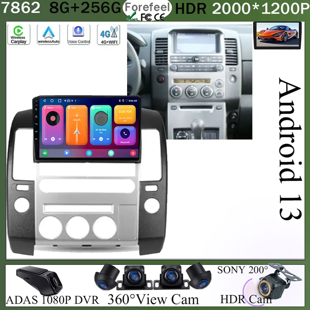 

Car For Nissan Pathfinder R51 2004 - 2009 GPS Navigation Android Auto Screen Carplay 4G Wifi NO 2din DVD Multimedia Player HDR