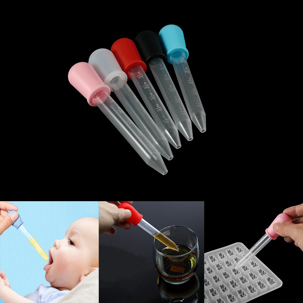 5ml Small Plastic Clear Silicone Dropper Eye Ear Graduated Pipette Feeding Medicine Liquid For Lab Supplies Resin Making Tools