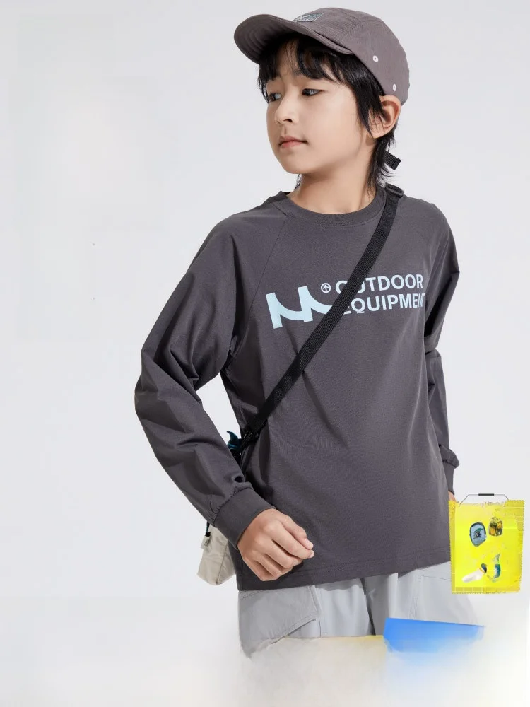

Mipo Children's Long Sleeve T-Shirt Quick Dry Outdoor Sports Hiking Breathable Shoulder Printed Casual Fit Polyester Fiber