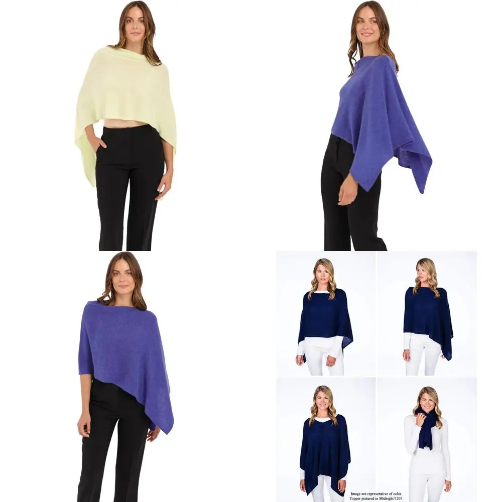 

Luxury Cashmere Poncho - Lightweight, Soft, Cozy Dress Topper - Versatile Cashmere Wrap - Ideal Gift for Her