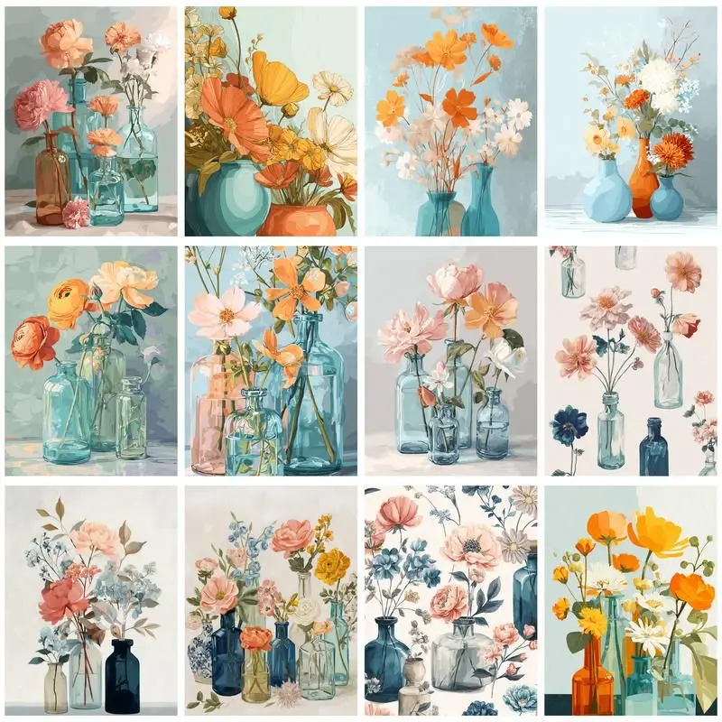 

CHENISTORY Paint By Number Flowers Vase DIY Frame Picture By Numbers Wall Art Unique Gift HandPainted For Living Room