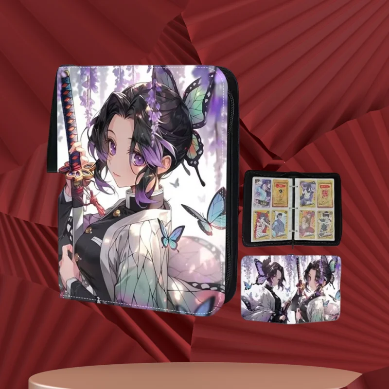 Demon Slayer Kochou Shinobu Zipper Binder Game Card Collection Album Book Anime Cartoon Business Card Holder Children's Toy Gift