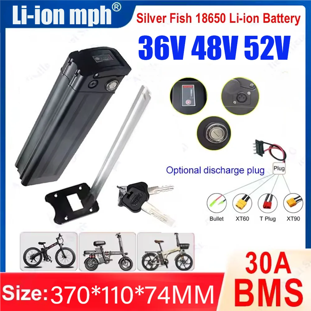 

High Quality 21Ah 18650 Li-ion Battery Pack | 36V/48V/52V Compatible with 350W 500W 750W 1000W 1500W 2000W Motors (Silver Fish)