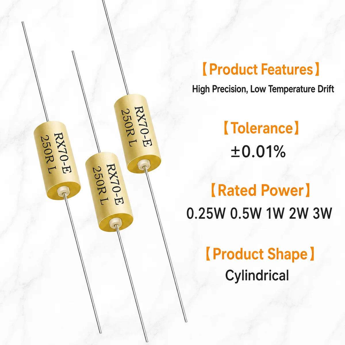 RX70-E Precision Resistor 1W 0.01% Low Temperature Coefficient Metal Film Resistor 1R-1MΩ