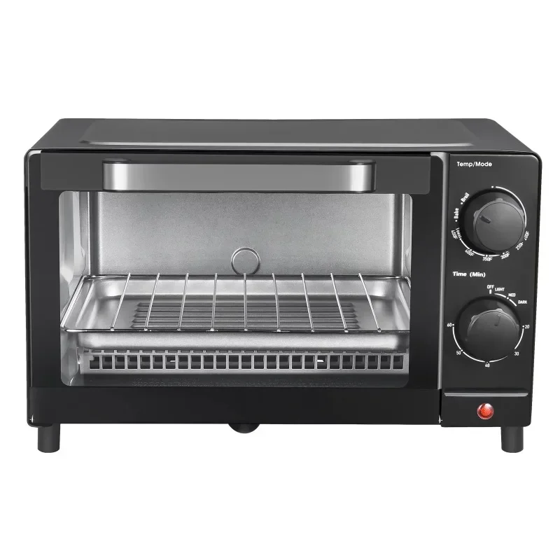 

Mainstays 4 Slice Toaster Oven with 3 Setting, Baking Rack and Pan, Black, New