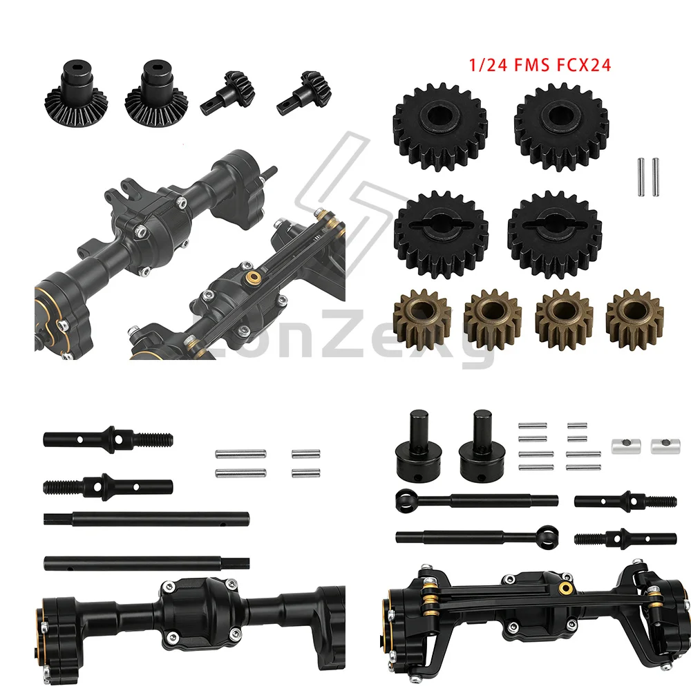Metall-Antriebswellen-Kegelrad-Set für 1/24 RC Crawler FMS FCX24 Vorderachse CVD Hinterachse Differential Upgrade Ersatzteile