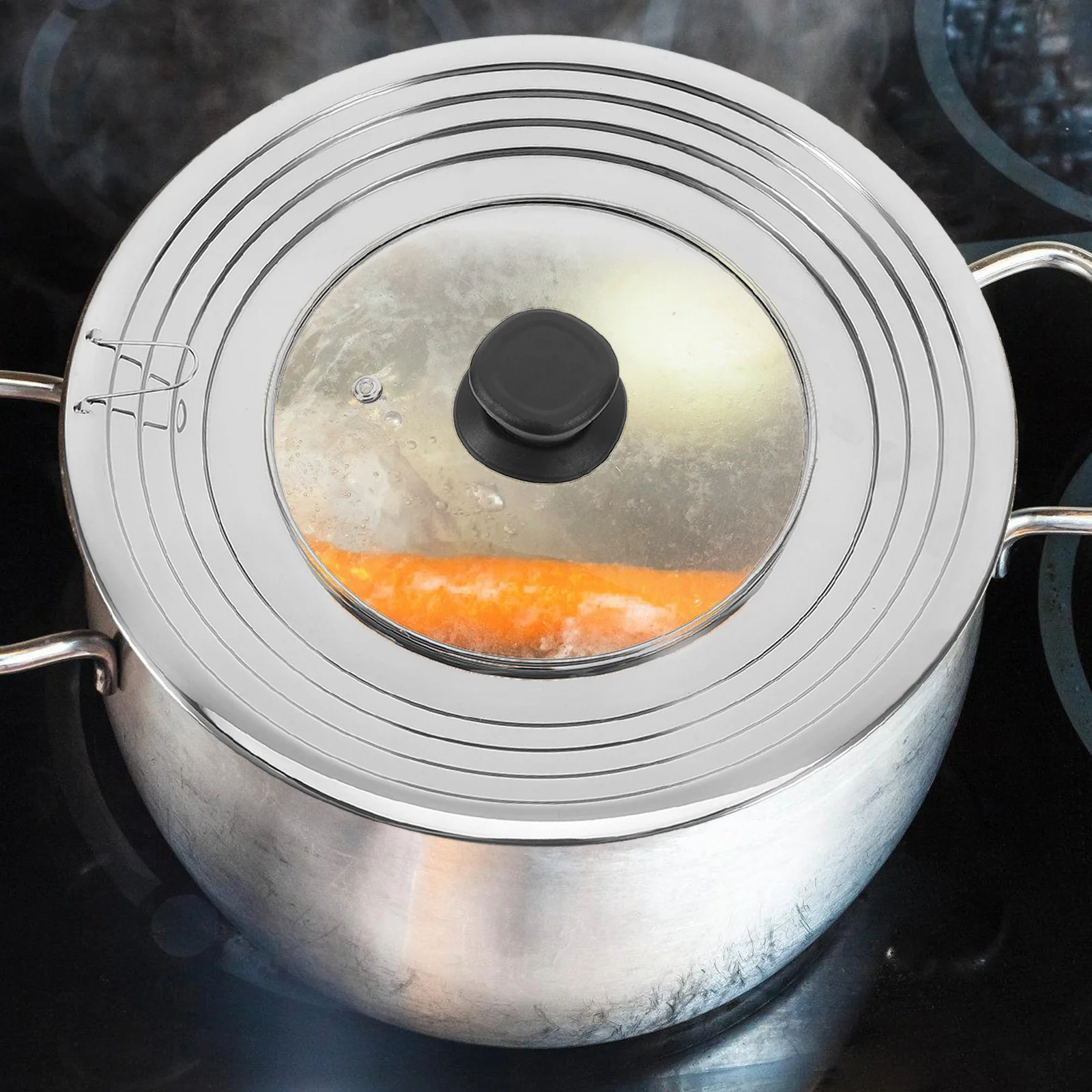 

Stainless Steel Rim Transparent Glass Pot Lid Universal Cover for Pan Wok Pot Cooking Spill-Resistant Replacement Lid