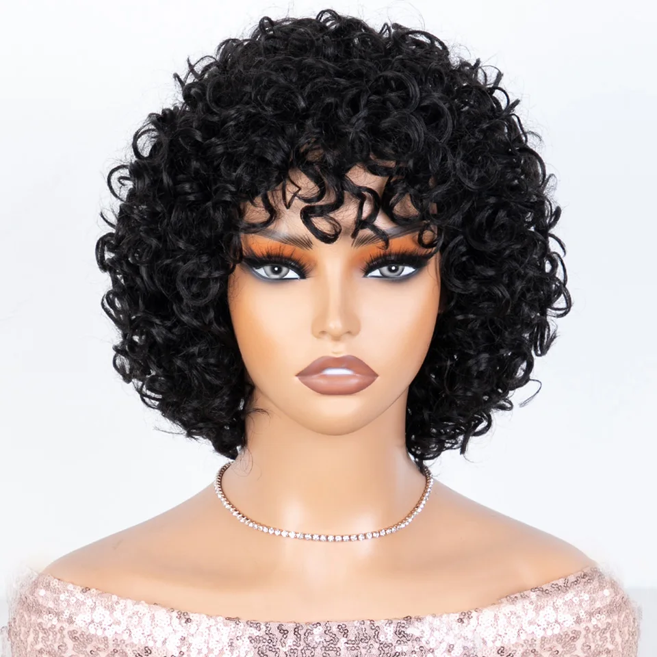 200D Short Human Hair Wigs 100% Remy Brazilian Curly Human Hair Wig 10 Inch Water Wave Wig Natural Remy Wigs For Black Women