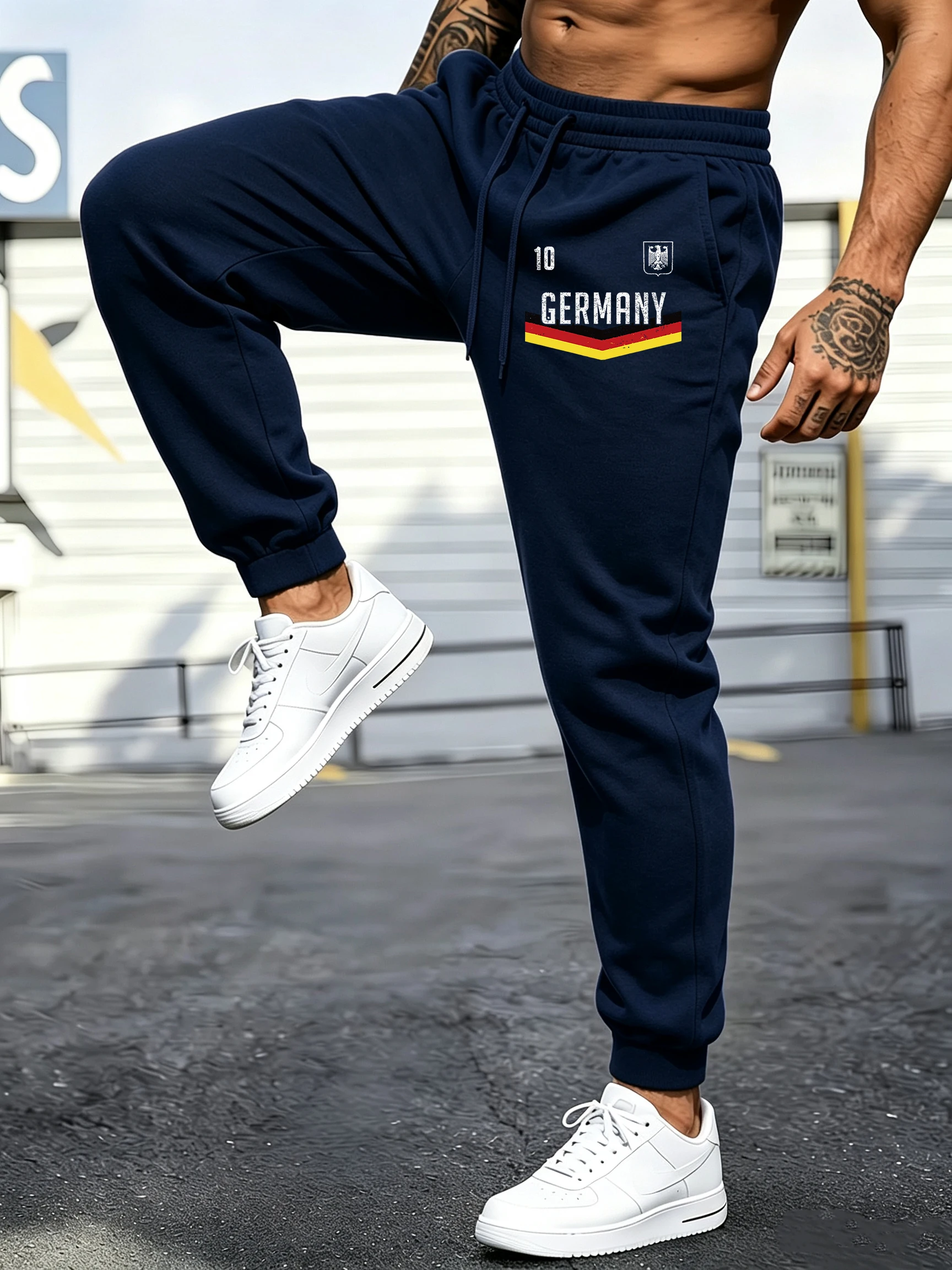 Germany Letter Printed Men Autumn Pants Comfy Drawstring Long Pant Fleece Male Commute Sweatpants Multicolor Casual Trousers