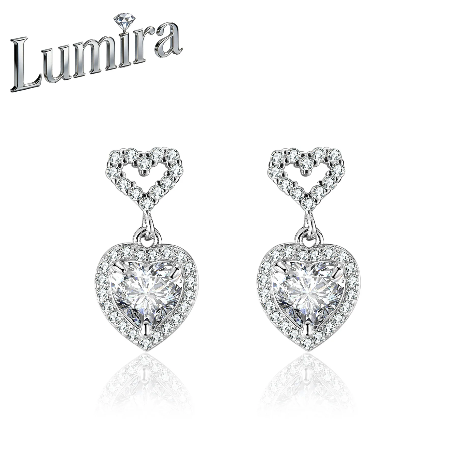 

Серьги-гвоздики Lumira Platinum PT950 женские, в форме сердца, с четырьмя крапанами, элегантные, минималистичные, для свадьбы, с муассанитом, с бахромой