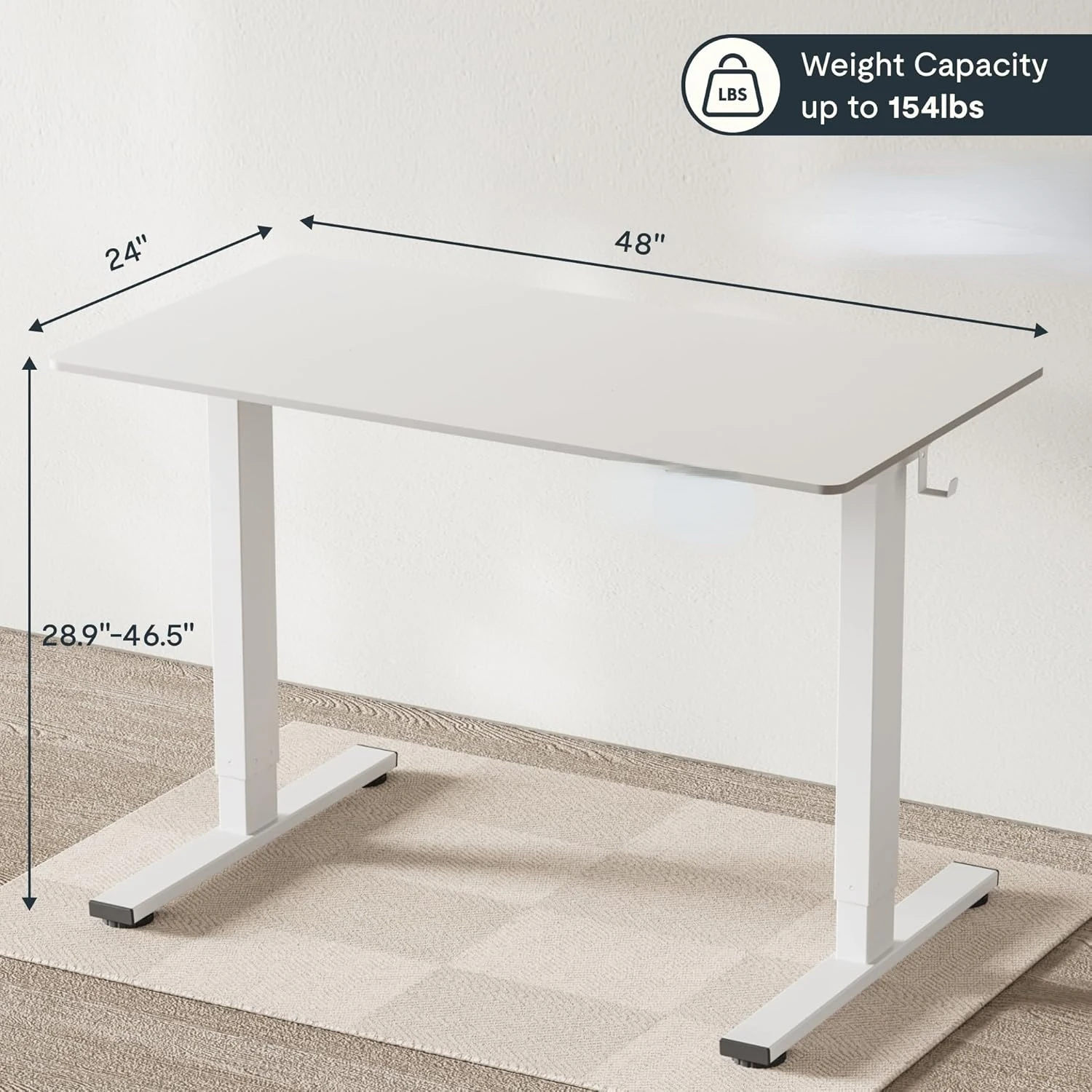 Whole-Piece White Standing  48 x 24 Inches  Board Electric Stand Up Desk