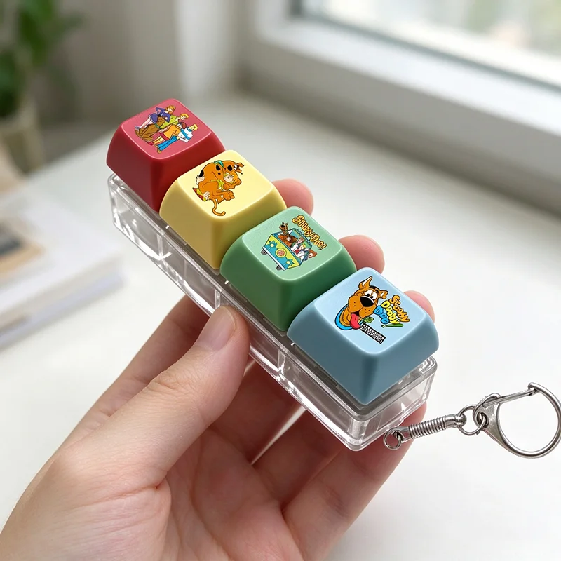 Scoobys Doo 4Keys Mechanical Keyboard Keychain Finger Button Anti Stress Keycap for Office Home Adults Kid,Decompression Clicker view 6
