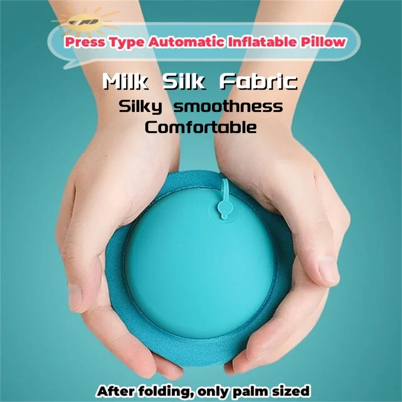 Press Type Inflatable Neck Pillow U Shape Air Pillow Milk-Silk Neckrest Portable Sleeping Travel Pillow for Car Airplane Hiking