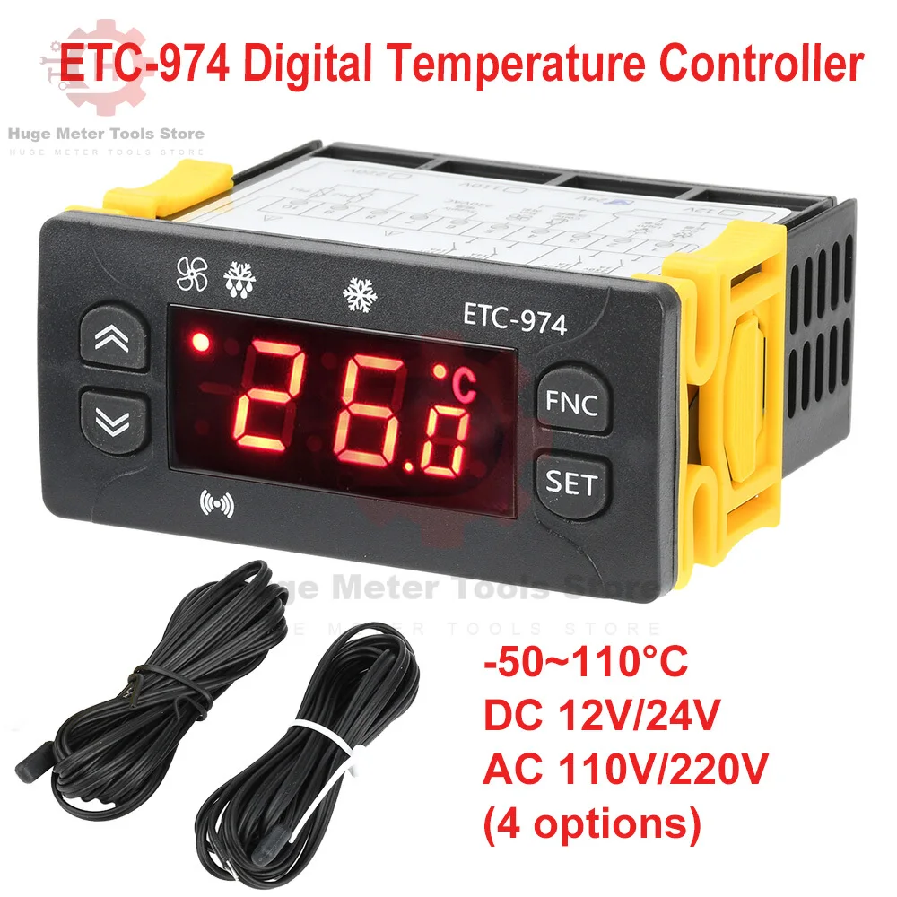 

ETC-974 Digital Temperature Controller Refrigerator Defrosting Heating Control Thermoregulator with Probe Cable 220V Thermostat