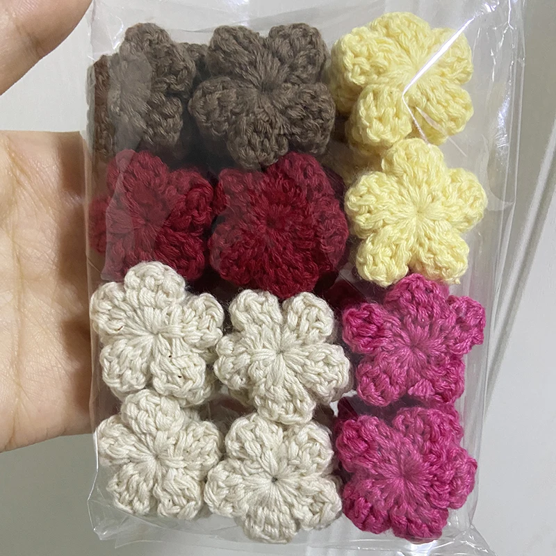 3CM Cotton Flower Hand-knitted Colorful 22 Colors Manual Clothing Jewelry Accessory DIY Decor Scrapbook Apparel Sewing