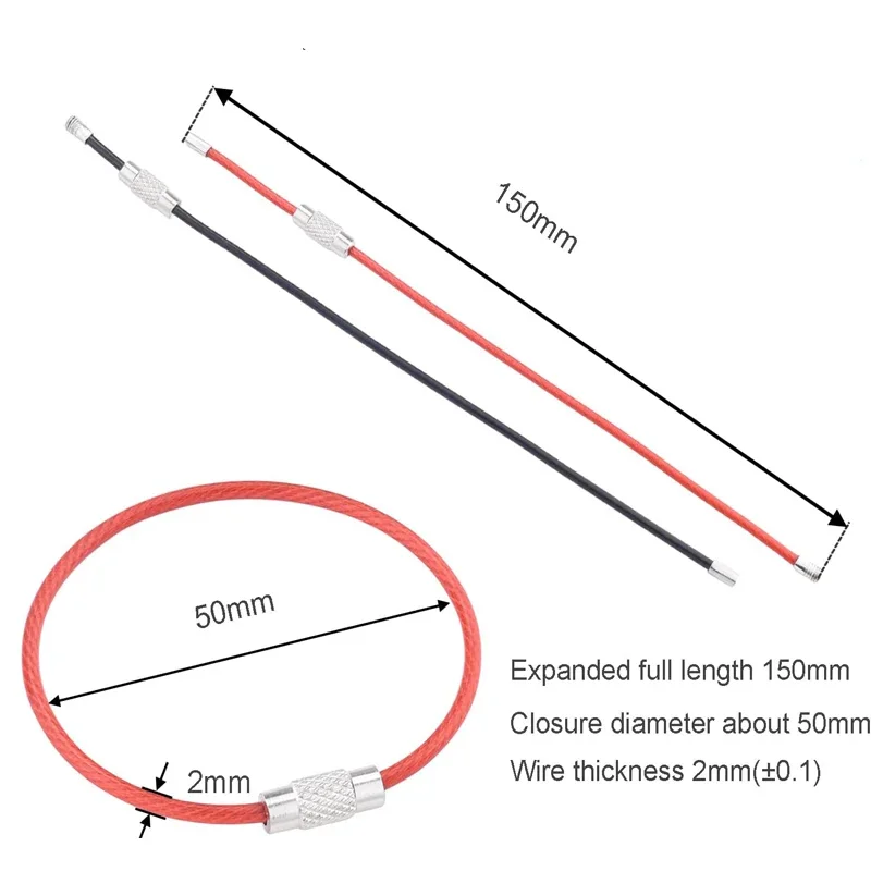 

10pcs Multi Color Stainlesss Wire Keychain Diameter of the wire: 1mm,1.5mm,2mm Stainlesss Steel Key Rings Loop Colored Keychain