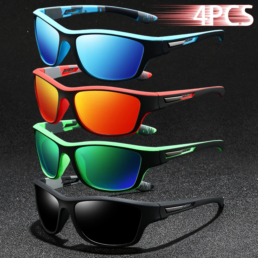 

4PCS Fashion Vintage Pattern Cycling Sports Sunglasses Men Women Running Cycling Mountaineering Man Sun Glasses UV400 Eyewear