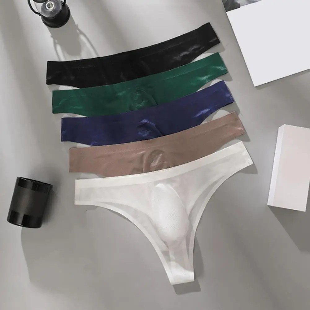 Men Briefs High Elasticity Fit Tight Cut Letter Print Panties Sexy Sports Gym Thin Ice Silk Cool Breathable Seamless Underwear
