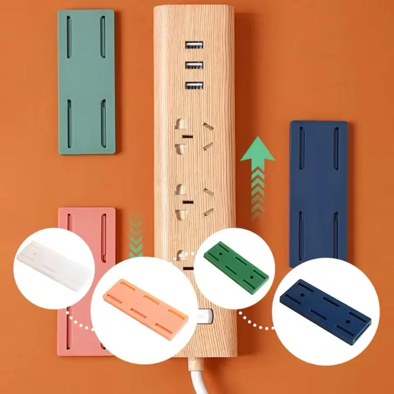 Wall Mounted Socket Holder Fixer Patch Self-Adhesive Power Socket Strip Fixator Punch-free Plug Socket Home Organizer Fixed