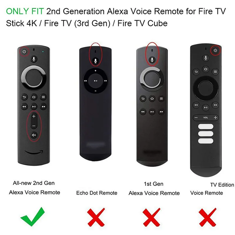 2X для 2Nd Gen Fire TV Stick Alexa Voice Remote Силиконовый противоударный чехол