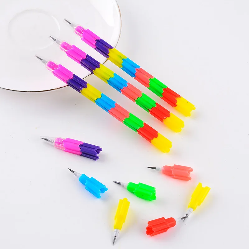 

23pcs Creative Rainbow Pencils Christmas Splicable Pencil Stationery School Office Writing Supplies Building Block Writing Pen