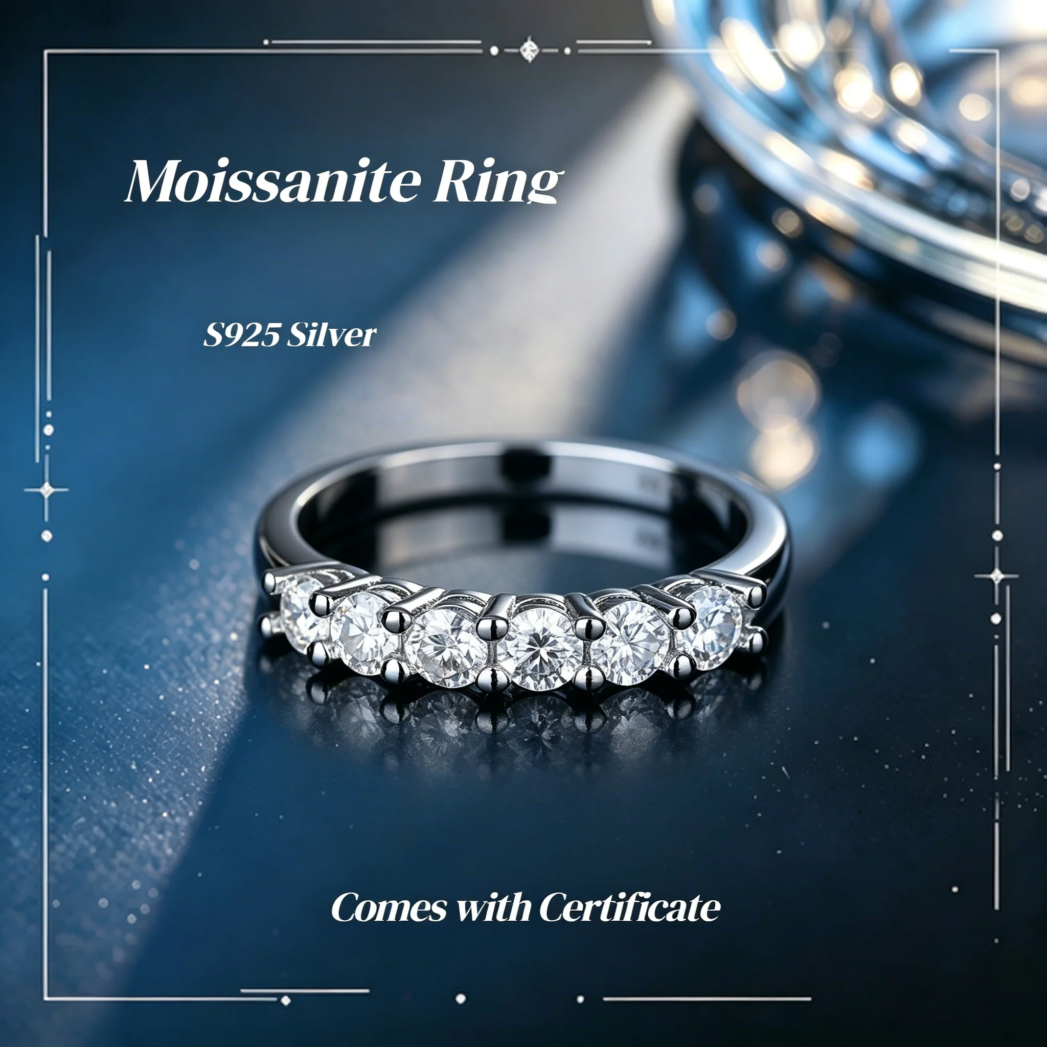 [Großhandel] 1,5mm Voll-Moissanit-Ring S925 Sterling Silber Mit GRA-Zertifikat Bandring für Damen Funkelnde Party-Geburtstagsgeschenke – Detail 11