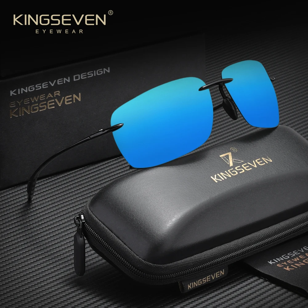 

Солнцезащитные очки KINGSEVEN без оправы, поляризационные, UV400, для мужчин, для вождения, ультралегкие, прямоугольные, безрамные, популярные очки для женщин, для рыбалки