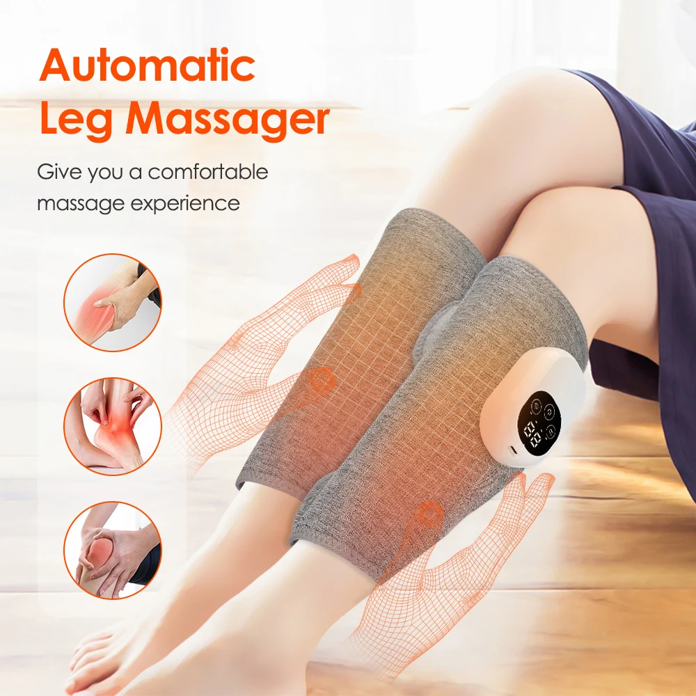 

Electric Leg Massager Wireless with Air Compression Rechargeable for Pain Relief Calf Muscle Heat Therapy Fatigue Hot Compress