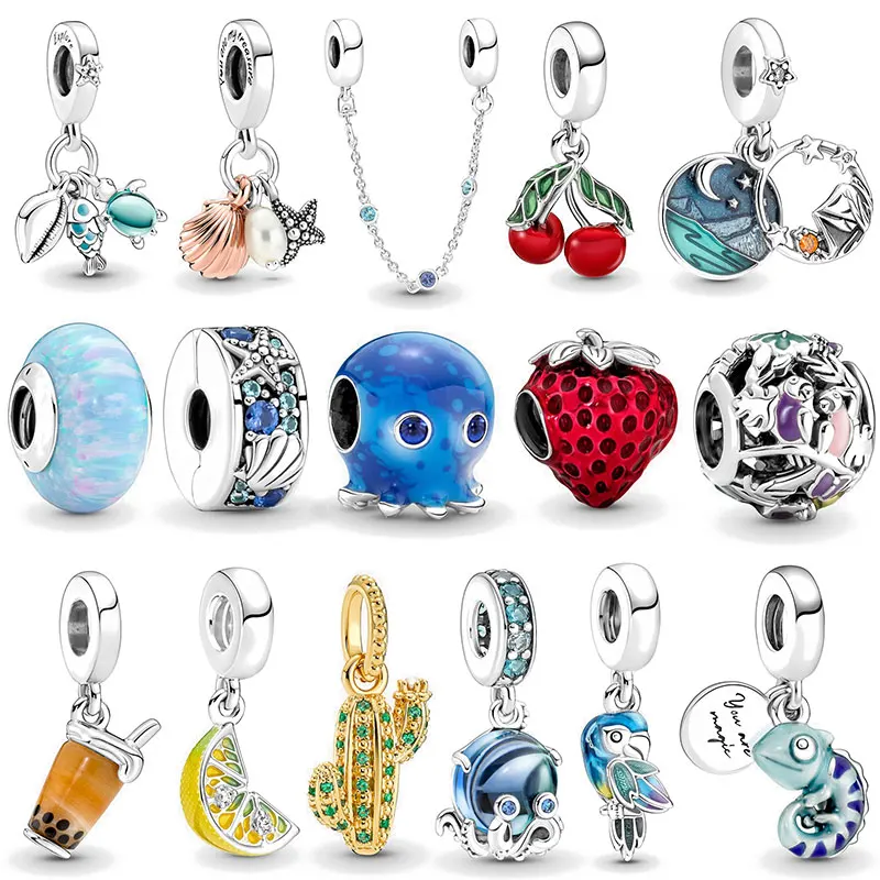 

CODEDOG Hot Sale 100% Sterling Silver blue octopus beaded Charms Beads Fit Original Bracelet Dangle DIY Jewelry Making CMS1760