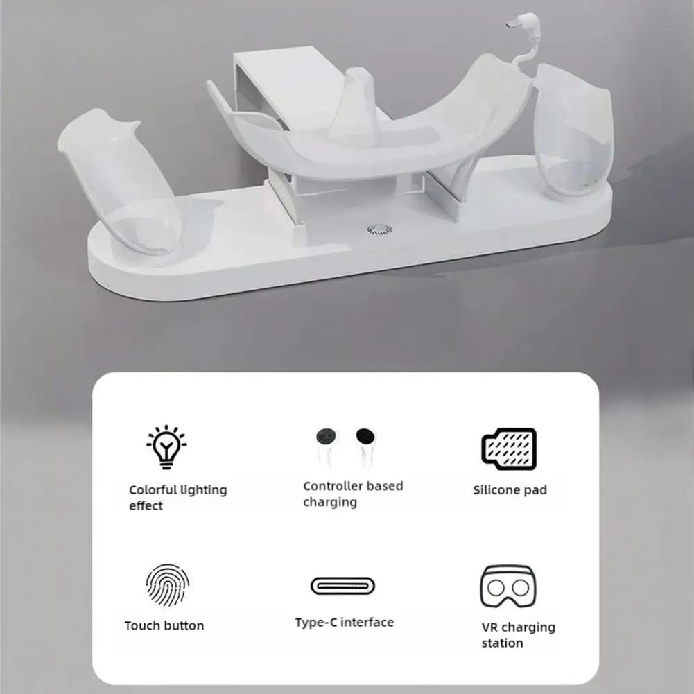 Charging Station For Meta Quest 3S VR Charging Dock Base Controller Charger Station Holder With 2 Batteries