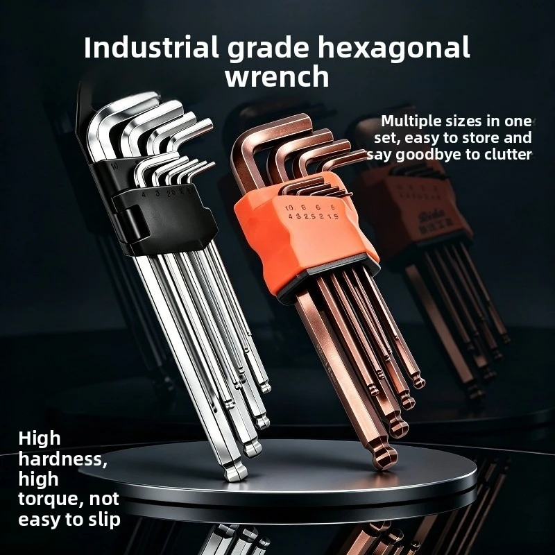 High Hardness 9 Piece S2 Alloy Steel Hex Key Wrench Set Hexagonal Screwdriver Tools Bulk Supply For Professional And Home Use