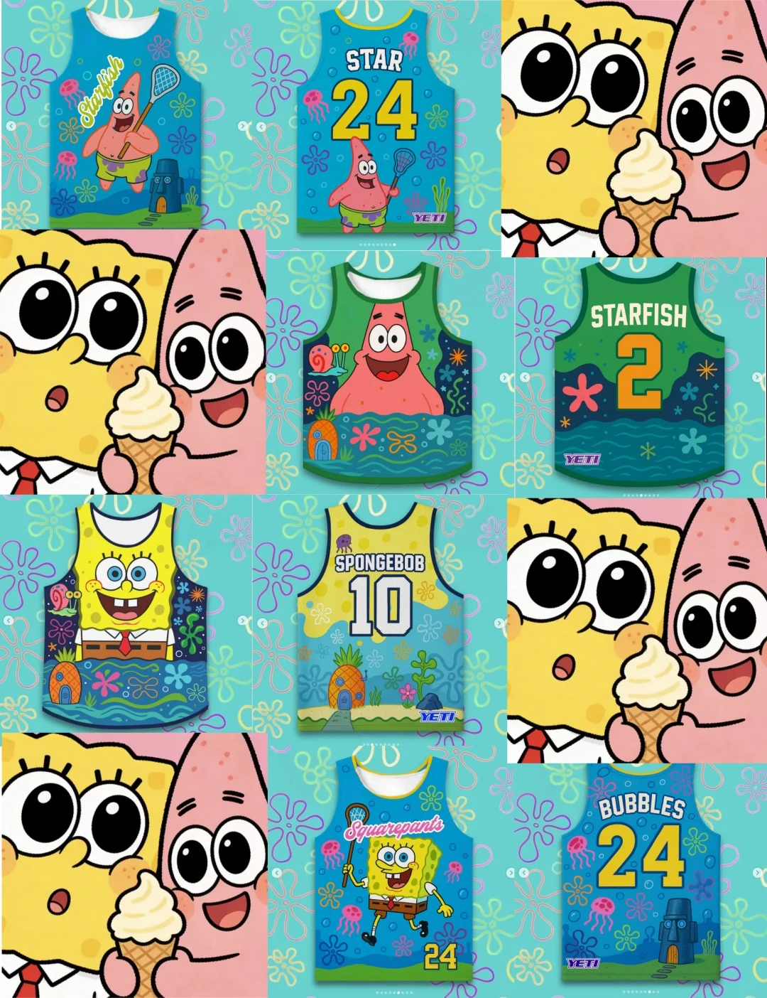 Adult and Kids Bikini Bottom Underwater Elements, SpongeBob and Patrick 3D Print Basketball Tank Top Sleeveless T-shirt